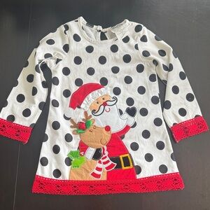 Rare Editions Black and White Polka Dot Santa Shirt